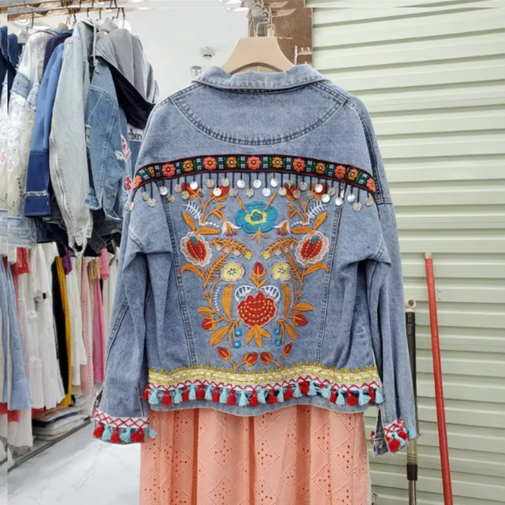 Mariposa | Boho Broderad Jeansjacka
