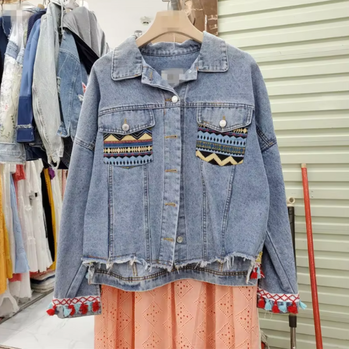 Mariposa | Boho Broderad Jeansjacka