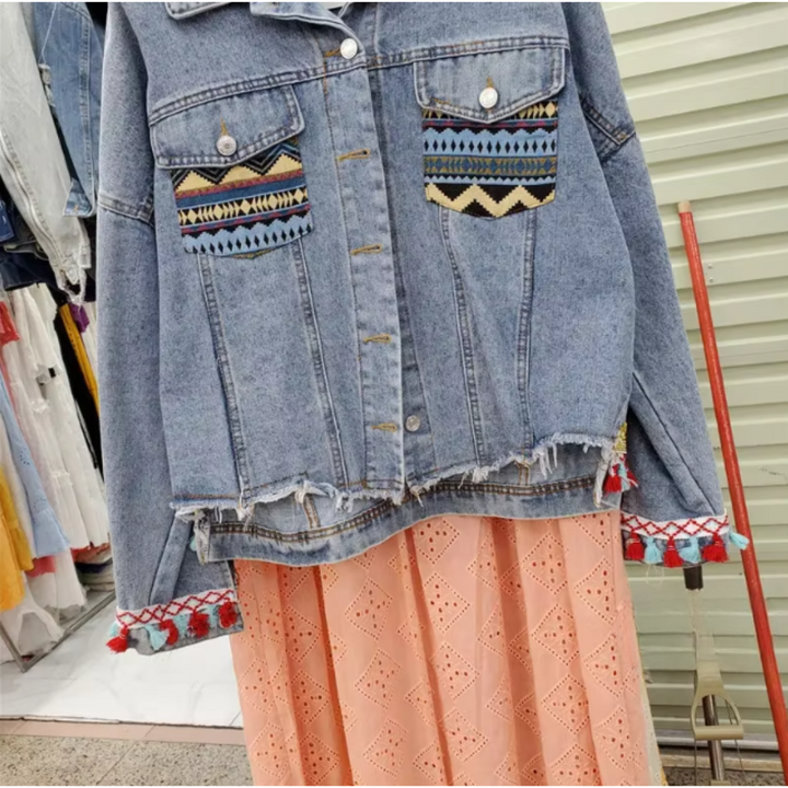 Mariposa | Boho Broderad Jeansjacka