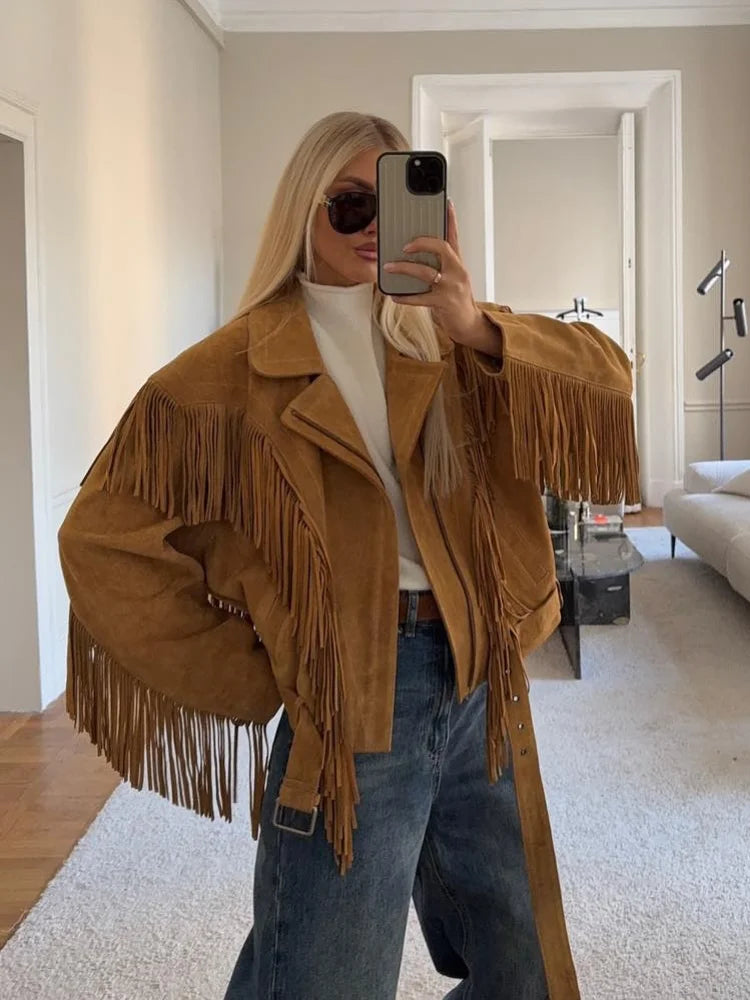 Sienna | The Brown Tassel Suede Jacket