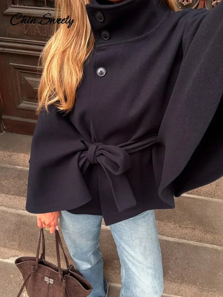 Elise | The Casual Woolen Cape Coat