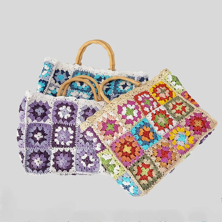 Sunlit Bloom | Vibrant Bamboo Straw Handbag