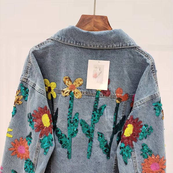 Solara | Paljettjacka i Denim