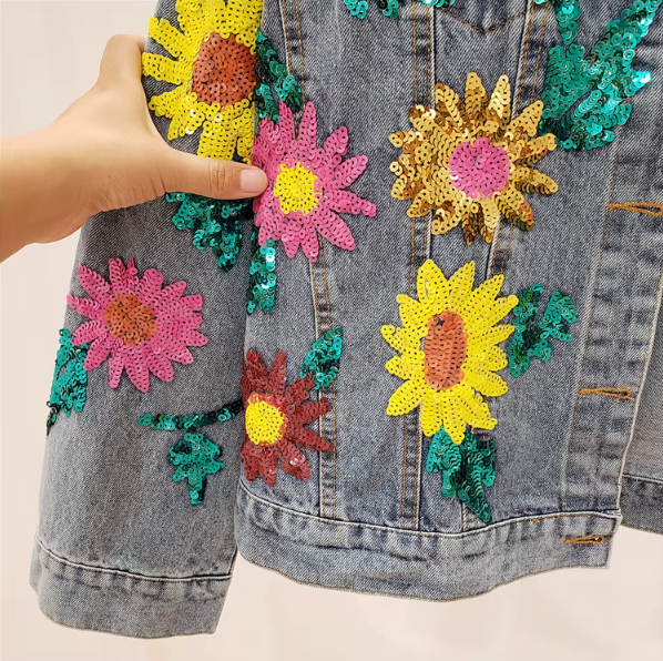 Solara | Paljettjacka i Denim