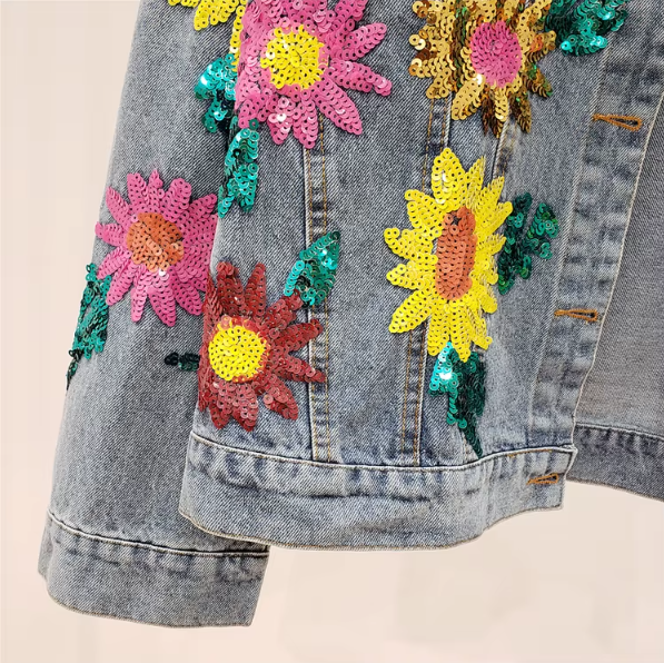 Solara | Paljettjacka i Denim