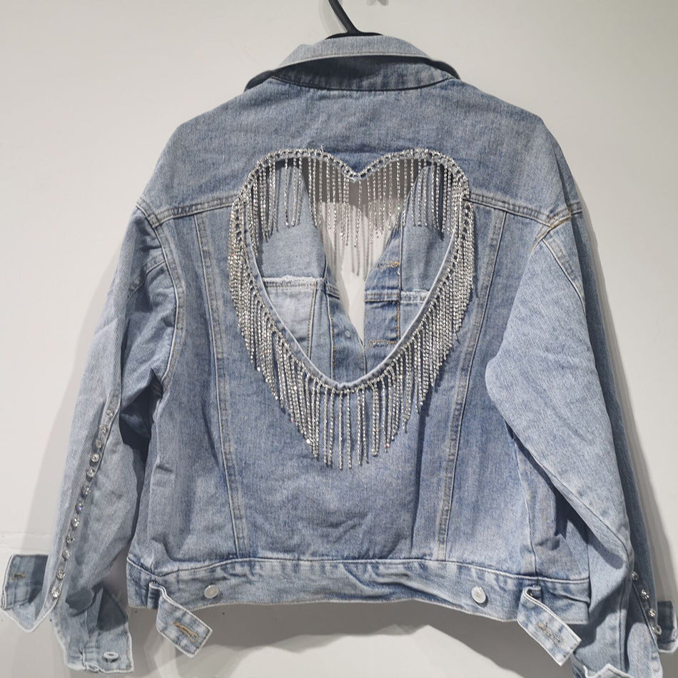 Diamond Heart | Open Back Jeansjacka