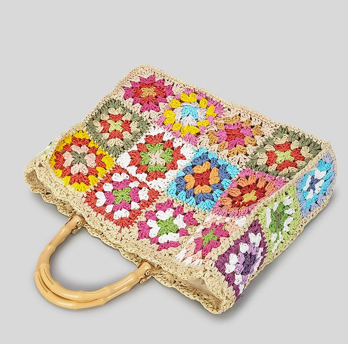 Flowery Bliss | Bambo Straw Handväska - Thalita