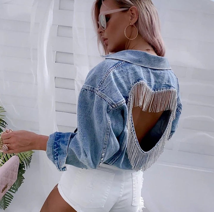Diamond Heart | Open Back Jeansjacka
