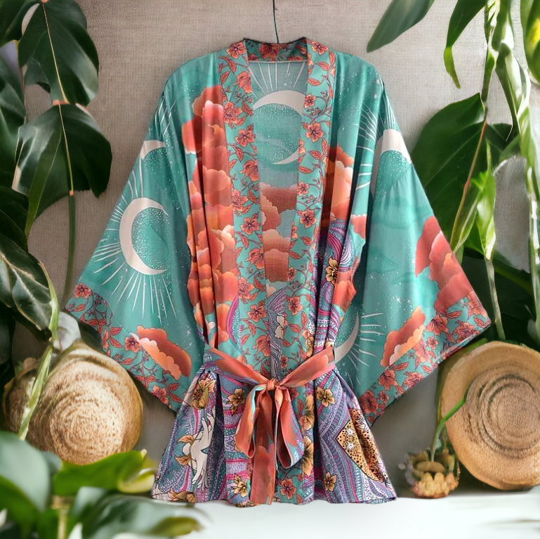 Blå Måne | Vacker Kimono