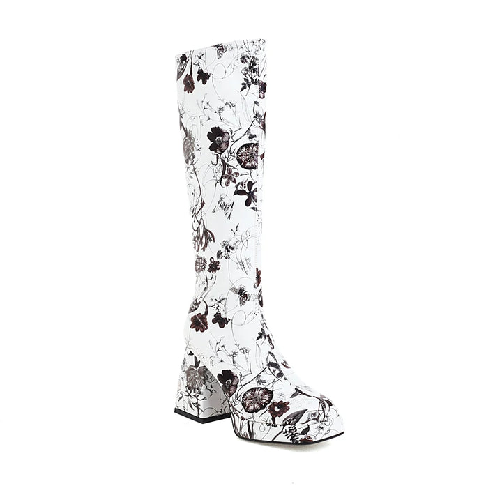 Retro Blossom | Square-Toe Boots - Thalita