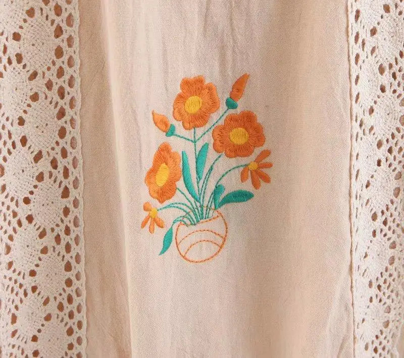 Bohemian Bloom | Embroidered Linen Dress