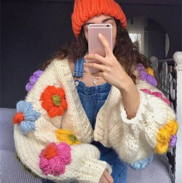 Fleur | Virkad Cardigan i Vintagestil