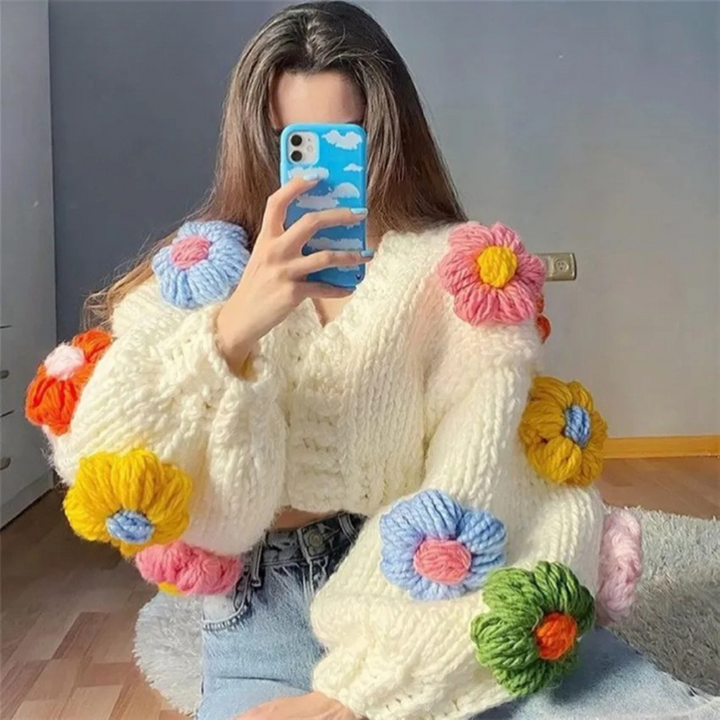 Fleur | Virkad Cardigan i Vintagestil