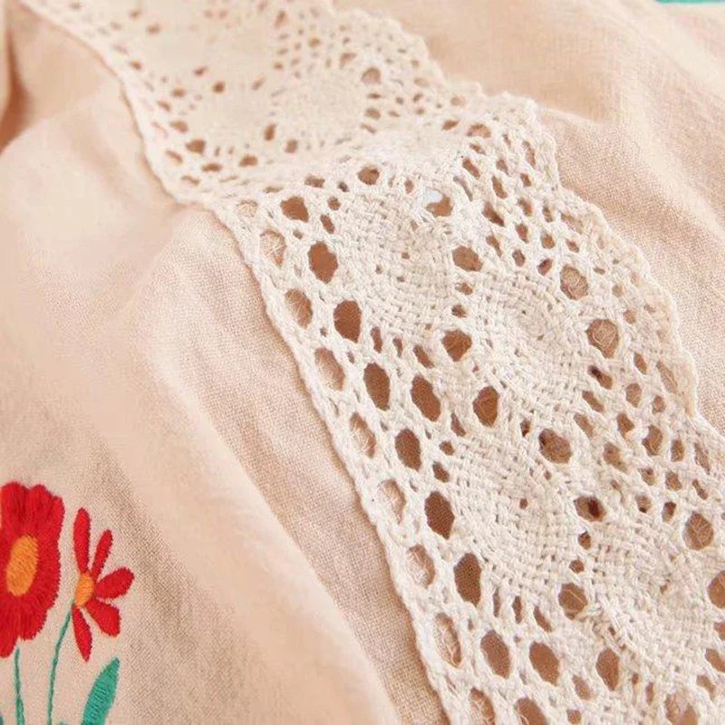 Bohemian Bloom | Embroidered Linen Dress