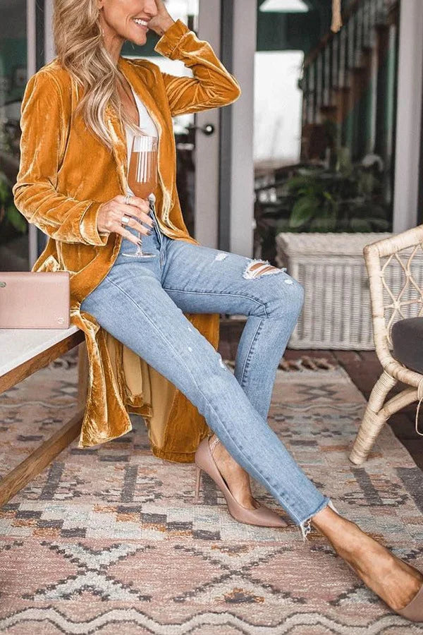 Selma | Lång Boho Sammetskappa