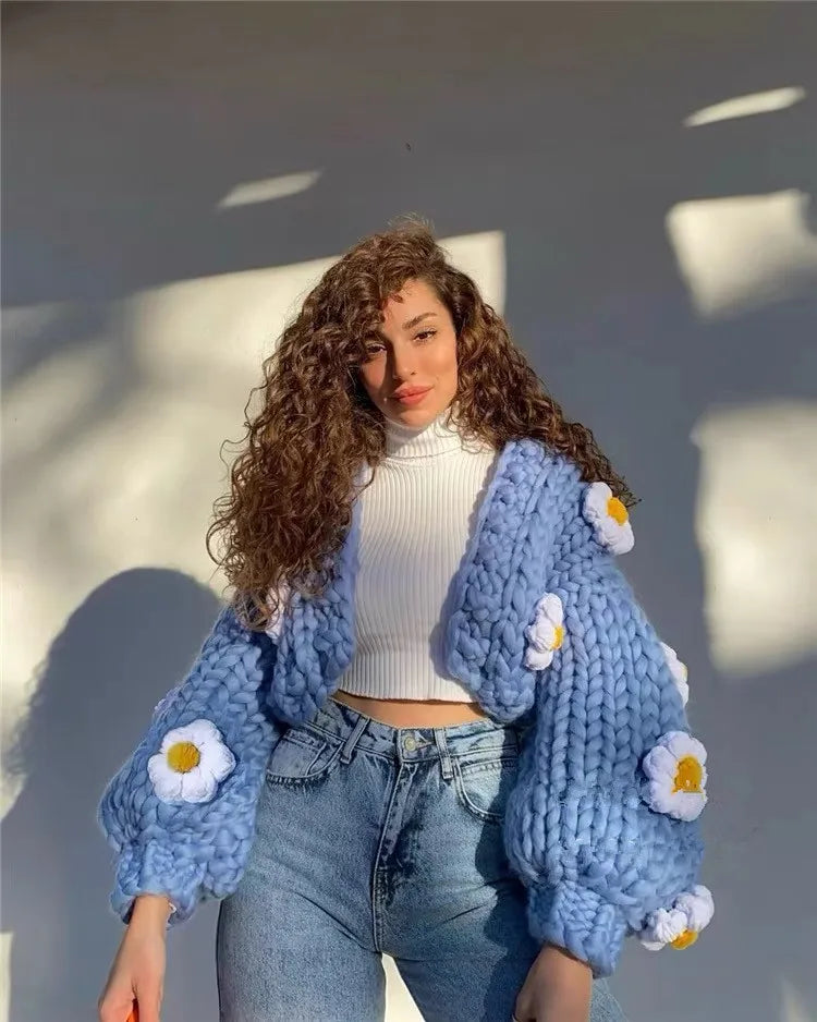Fleur | Virkad Cardigan i Vintagestil