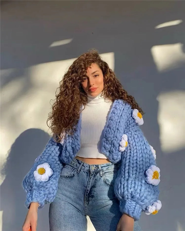 Fleur | Virkad Cardigan i Vintagestil