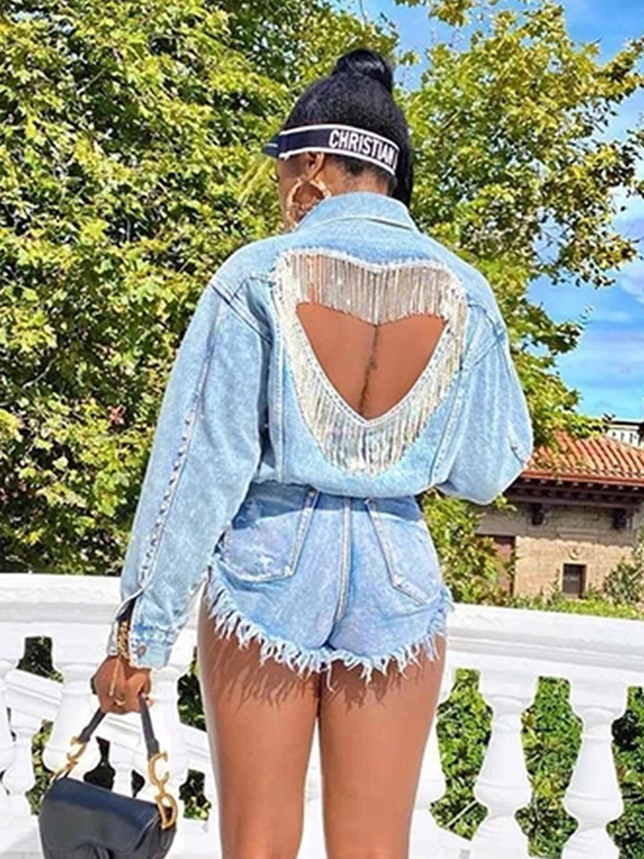 Diamond Heart | Open Back Jeansjacka