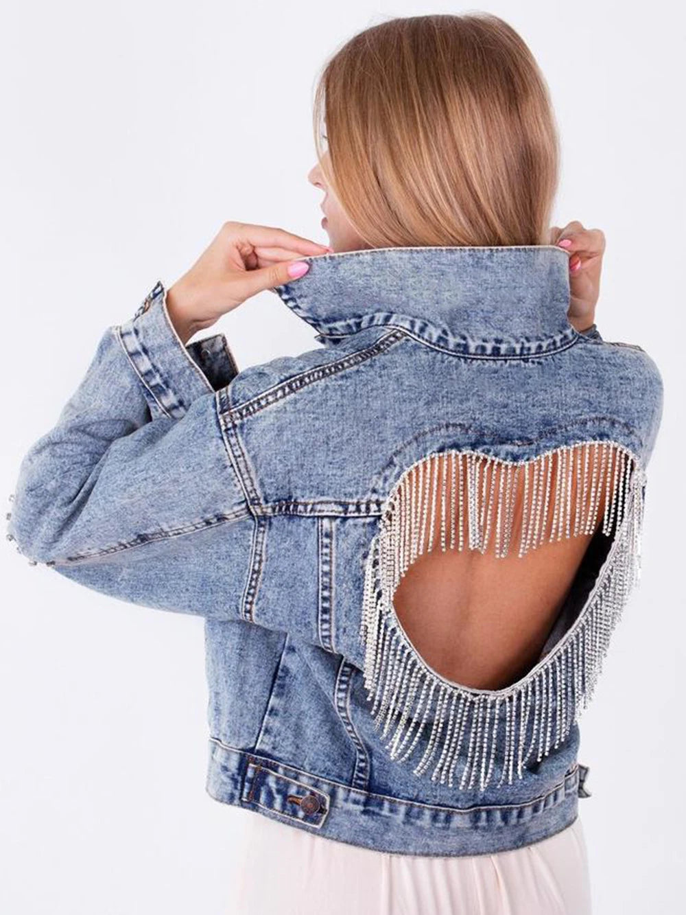 Diamond Heart | Open Back Jeansjacka
