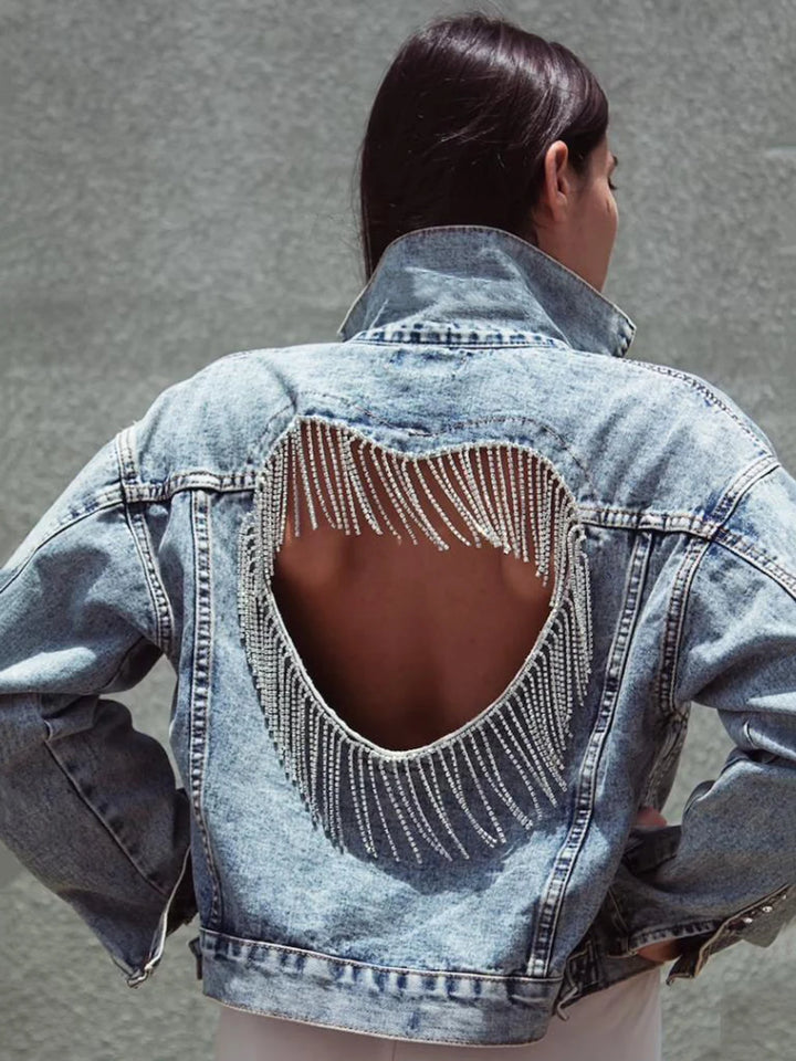 Diamond Heart | Open Back Jeansjacka
