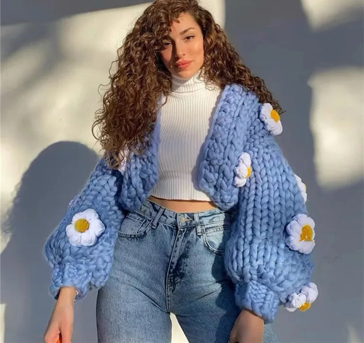 Fleur | Virkad Cardigan i Vintagestil
