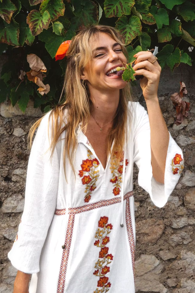 Isla | Broderad Boho Maxiklänning