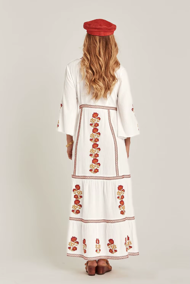 Isla | Broderad Boho Maxiklänning