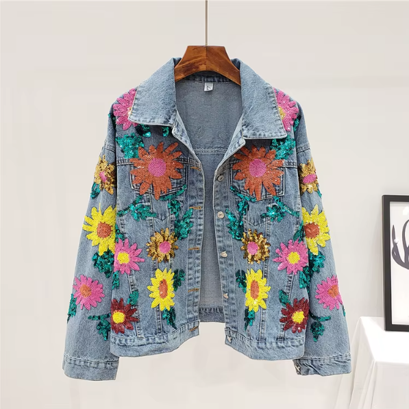 Solara | Paljettjacka i Denim