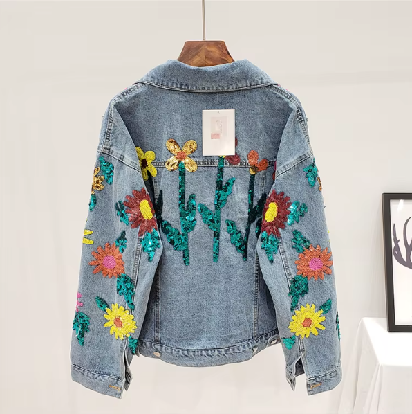 Solara | Paljettjacka i Denim