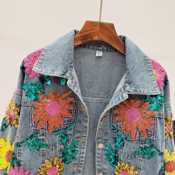 Solara | Paljettjacka i Denim