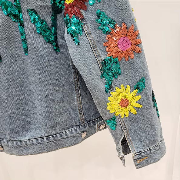 Solara | Paljettjacka i Denim