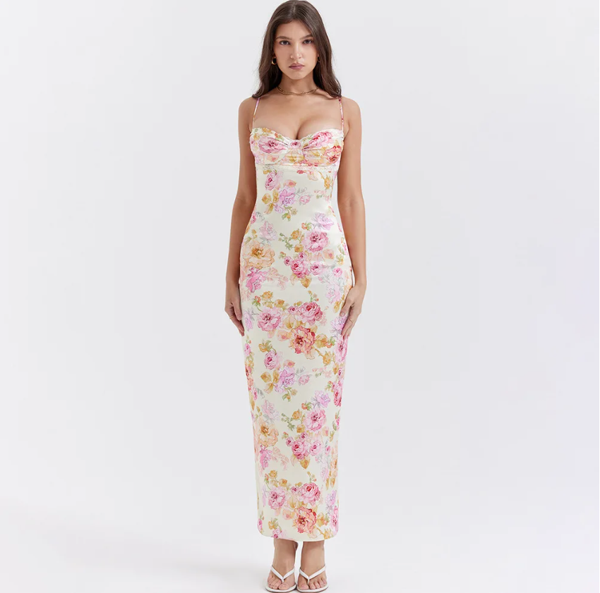 Silken Bloom | Blommig Maxiklänning