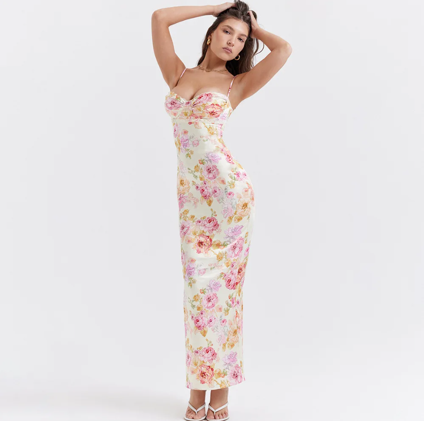 Silken Bloom | Blommig Maxiklänning