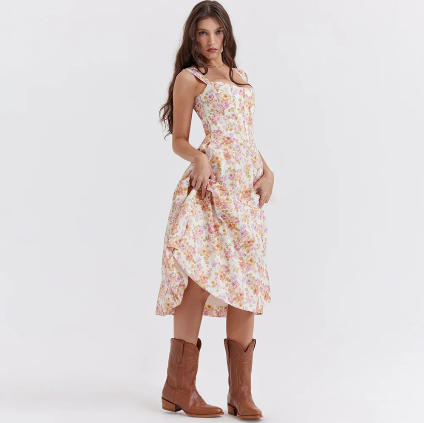 Serena in Bloom | A-Line Midi Dress
