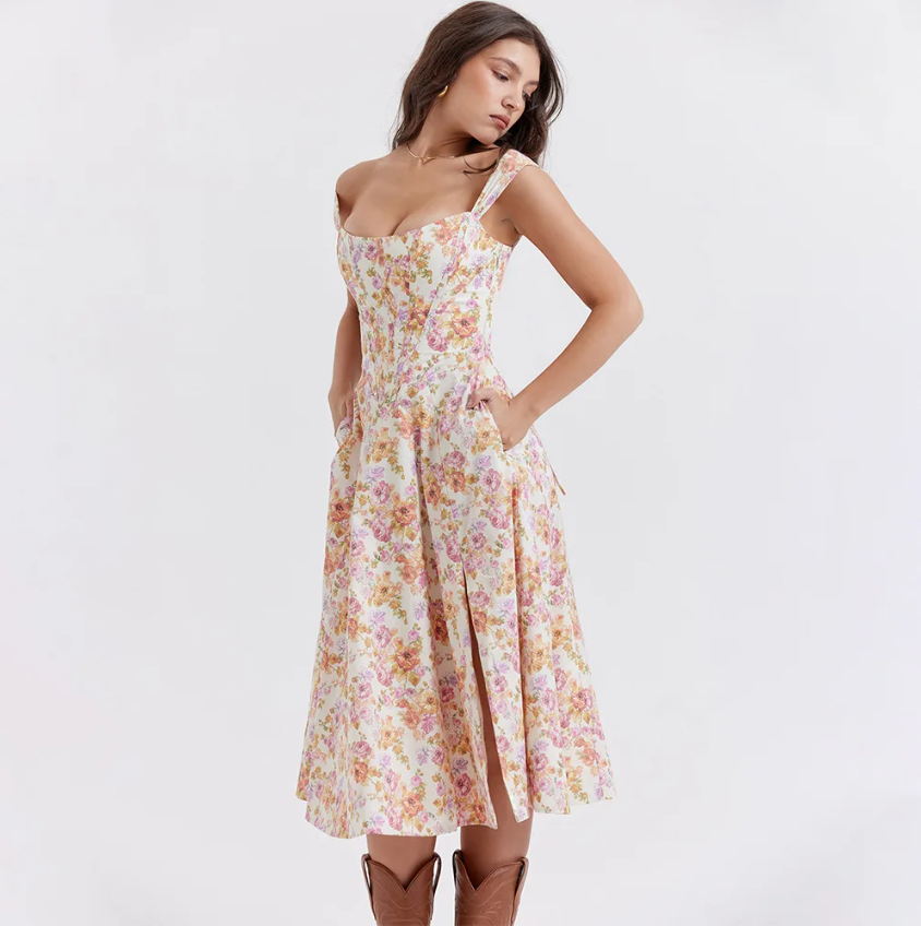 Serena in Bloom | A-Line Midi Dress