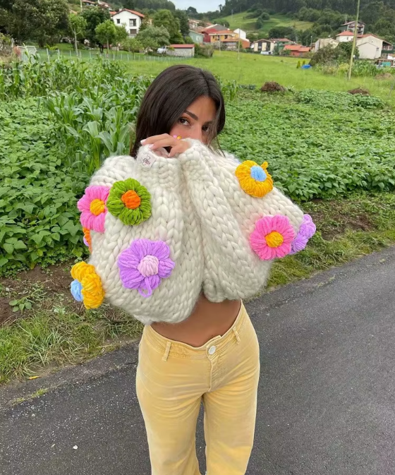 Fleur | Virkad Cardigan i Vintagestil
