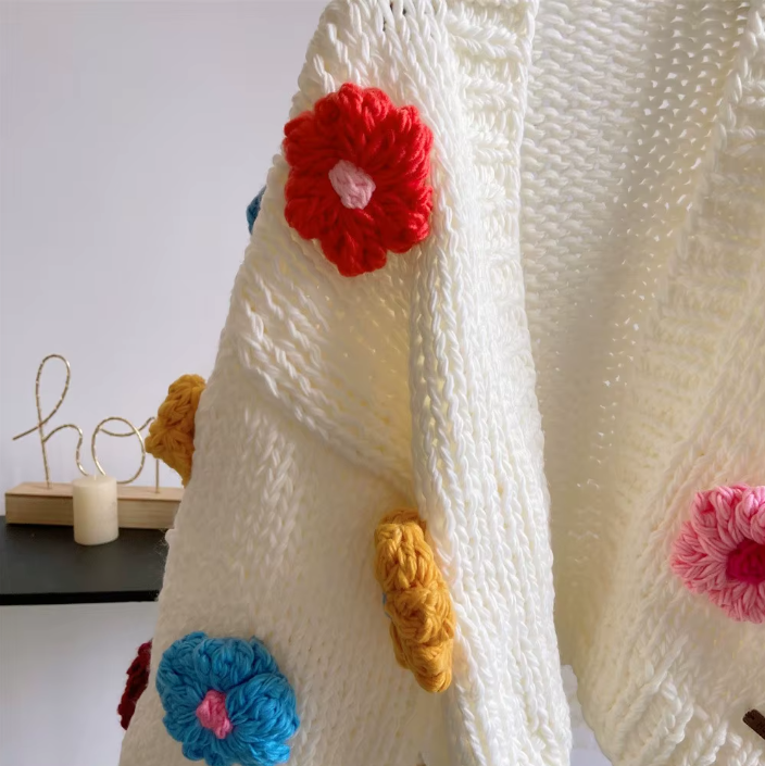 Fleur | Virkad Cardigan i Vintagestil