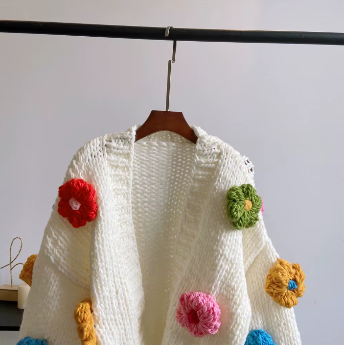 Fleur | Virkad Cardigan i Vintagestil