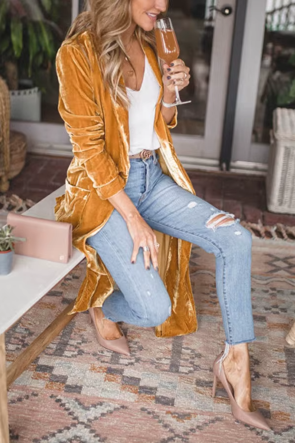 Selma | Lång Boho Sammetskappa