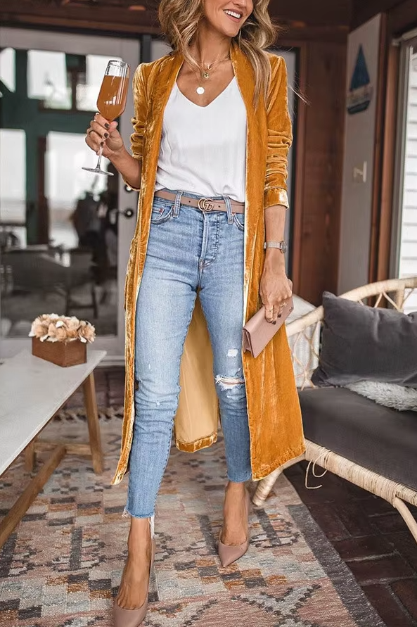 Selma | Lång Boho Sammetskappa