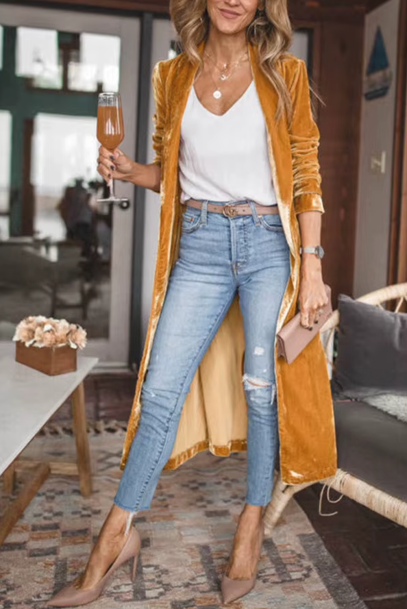 Selma | Lång Boho Sammetskappa