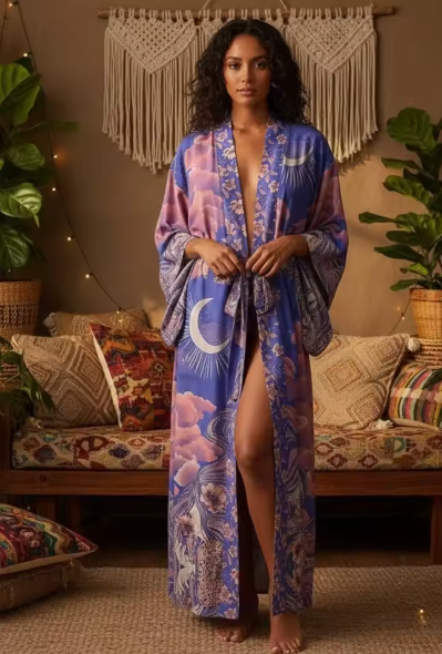 Lunar Serenity | Celestial Long Kimono