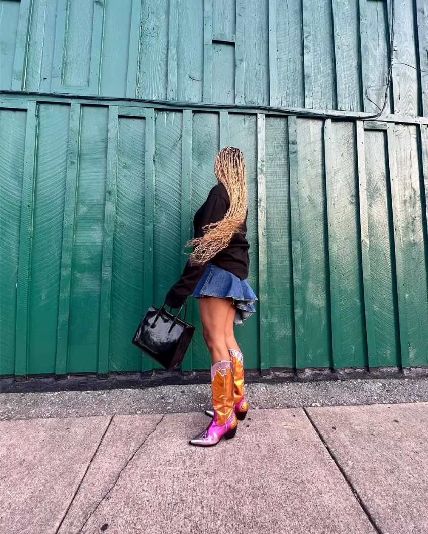 Midnight Shine | Metallic Cowboy Boots