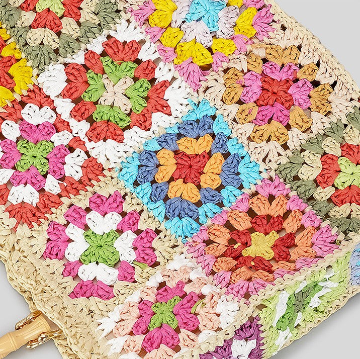 Flowery Bliss | Bambo Straw Handväska - Thalita