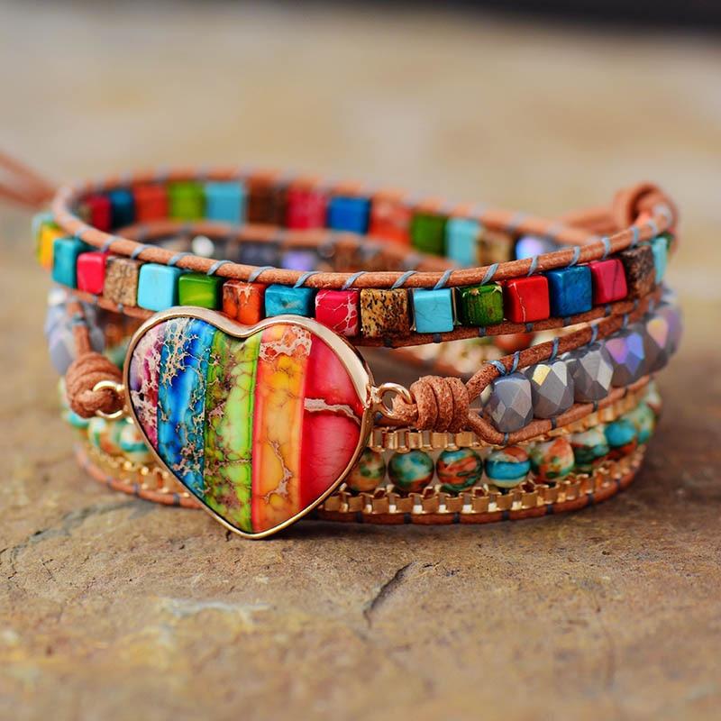 Regenbogenherz | Lebendiges Armband