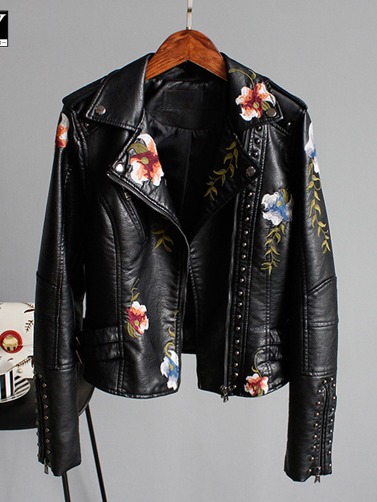 The Vanessa | Floral Leather Jacket