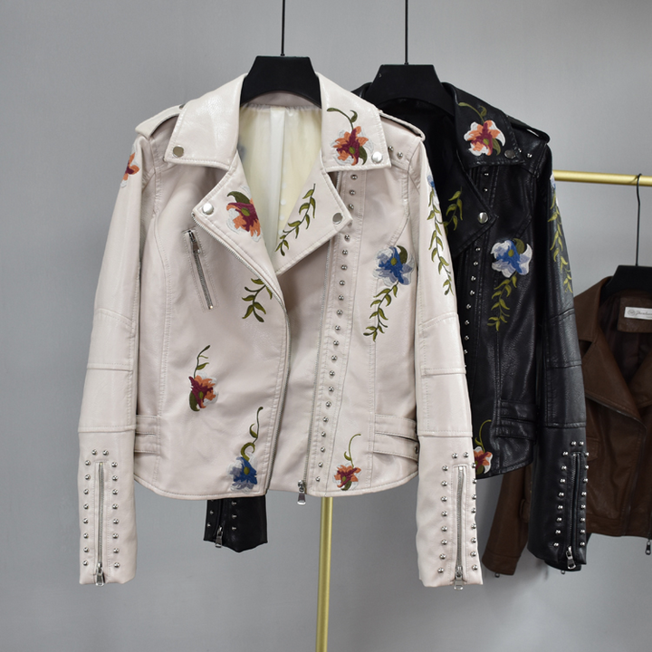 The Vanessa | Floral Leather Jacket