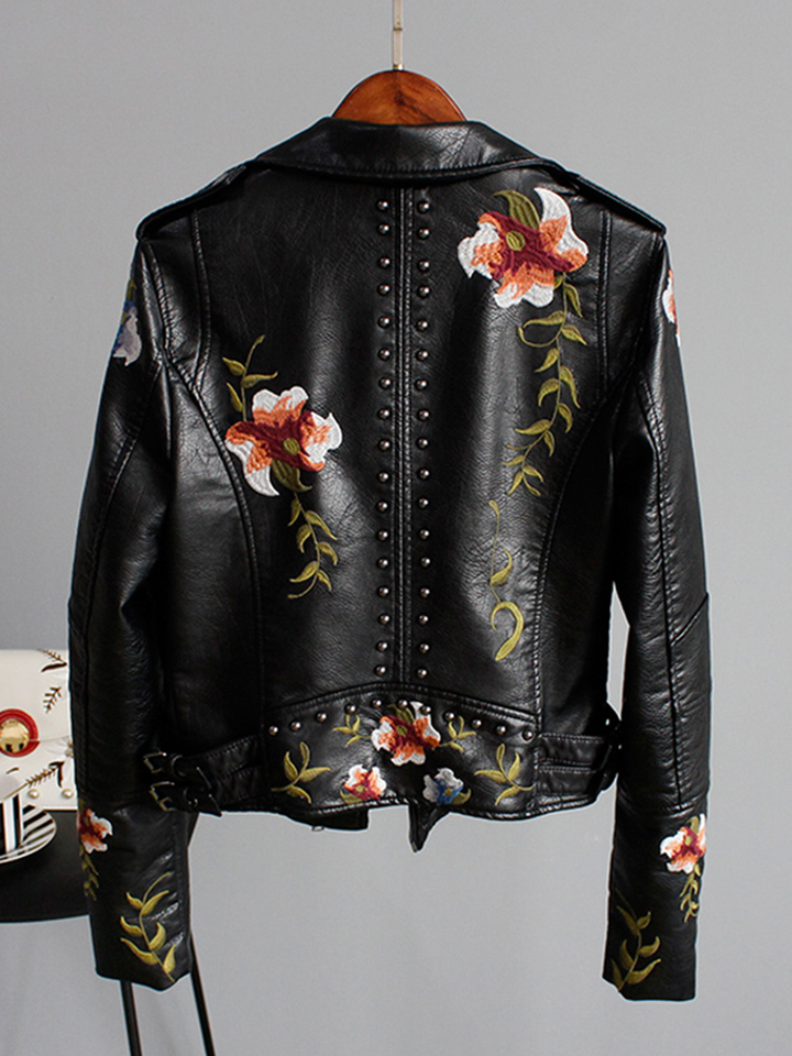 The Vanessa | Floral Leather Jacket