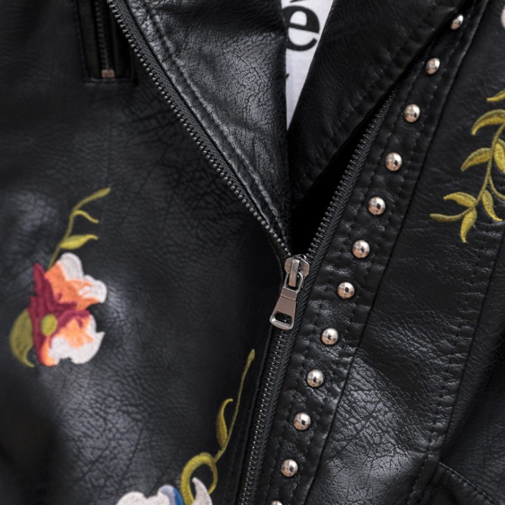 The Vanessa | Floral Leather Jacket