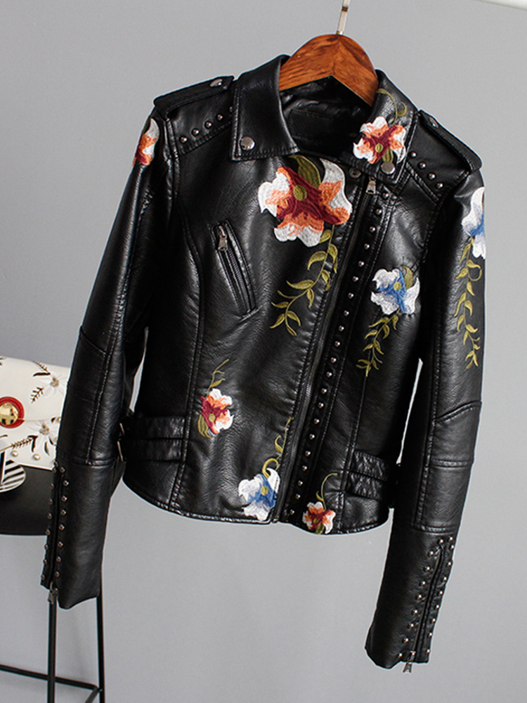 The Vanessa | Floral Leather Jacket